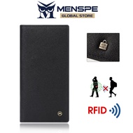 MENSPE RFID Block Long Wallet Solid Color Retro Long Wallet Coin Bag Zipper Clutch Wallets Soft PU W
