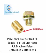 Paket Sok drat bos drat m12xm14 baut oli m12x1.25 Sok drat luar Baut 19 dalam baut 17 Kuningan