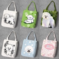 Lu Group 2025 Shopping Bag Bichon Frise Bichon Frise Bichon Frise Shoulder Bag Student Canvas Bag