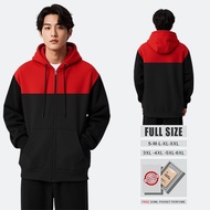 MERAH Oversized zipper hoodie (S-6XL) Plain jacket combination BLACK RED Men's oversized zipper hood