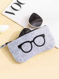 1入組加厚毛氈眼鏡袋，時尚中性羊毛毡眼鏡袋，收納袋，適用於太陽眼鏡，眼鏡（黑色）