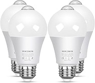 MikeWin Motion Sensor Light Bulbs Outdoor 4 Packs 13W(100W Equivalent) Security LED Bulb, Indoor E26