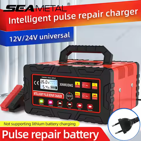SEAMETAL Intelligent Car Battery Charger European Plug Automatic Vehicle/Motorcycle Battery Charger 