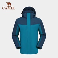 【駱駝追風者2.0】Camel衝鋒衣防水防風三合一秋冬外套女-爵士藍/深藍（平行進口）