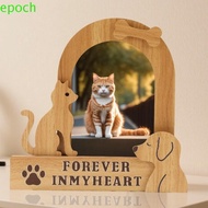 EPOCH Pet Photo Frame, Wood Dog/Cat Shape Cat Keepsake Frame, Memorial Display Handmade Cartoon Phot