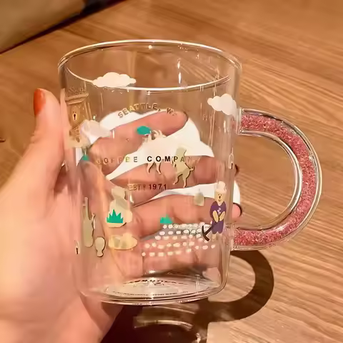 Cup glass with handle office desktop cup coffee cup water cup holiday gift milk cup