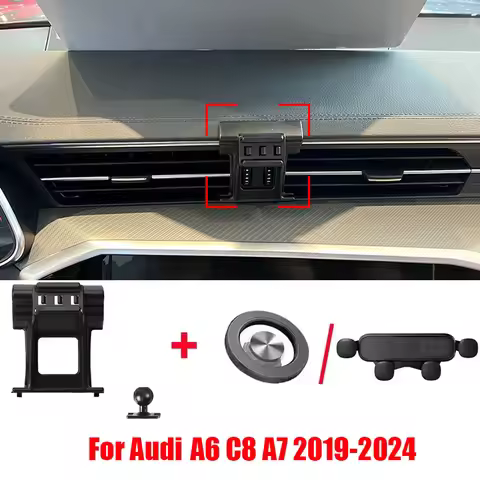 Special For Audi A6 C8 A7 2019-2024 Car Phone Holder Mobile Support Fixed Bracket Magnetic Phone Mou