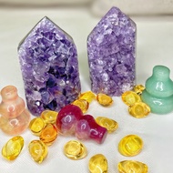 [SG In-Stock] AMETHYST COLLECTION Crystal Natural Rainbow Calcite Geode Nest Cluster Tower Heart Egg ESP Grade Fengshui