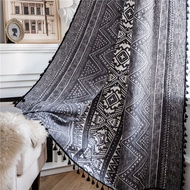 Bohemia Semi Sheer Curtains with Tassel Cotton Linen Geometric Window Curtain Home Decorative Rod Pocket [ Accept Custom ]