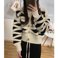 THREE ZEBRA CARDI KOREAN CARDIGAN SWEATHER KOREAN SWEATER WOMEN PREMIUM KNIT MATERIAL