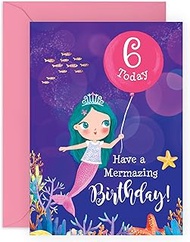 CENTRAL 23 Sixth Birthday Card for Girls - Mermazing Mermaid 6th Bday - Six Years Old - Happy 6th Bi