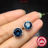 AGIAO PT950 Aquamarine 2 Carat Earrings Women's Jewelry