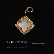 White Shell Vintage Lace Diamond Necklace 18k Gold 18mm