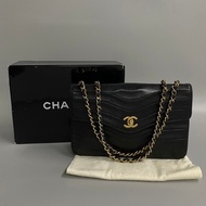 Chanel 黑色雙鏈單肩小羊皮包 25cm