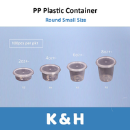 Bekas Plastik [100pcs] 2oz 4oz 6oz 8oz - Small Size Round Container with Cover /Microwaveable /  PP 