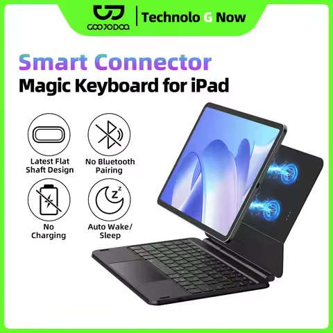 GOOJODOQ Smart Pogo Pin Magic Keyboard Case for iPad Pro 11 Air 11 13 Air4/5/6 Direct Connection Mul