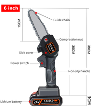 Cordless Chainsaw Wood Cutter Rechargeable Cordless Tree Branch Pruner 24V Mini Electric