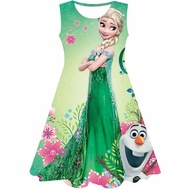[Ready Stock] Frozen 2 Costume for Girls Princess Dress Kids Snow Queen Cosplay Madrigal Clothing An