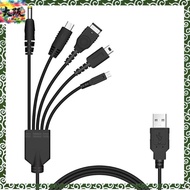 5 in 1 USB charging cable for Nintendo New 3DS (XL/LL), 3DS (XL/LL), 2DS, DSi (XL/LL), GBA SP, Wii U, PSP 1000/2000/3000. 1.2m black multi-game USB charging cable.