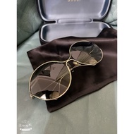 Gucci 橢圓形金色鏡框太陽眼鏡