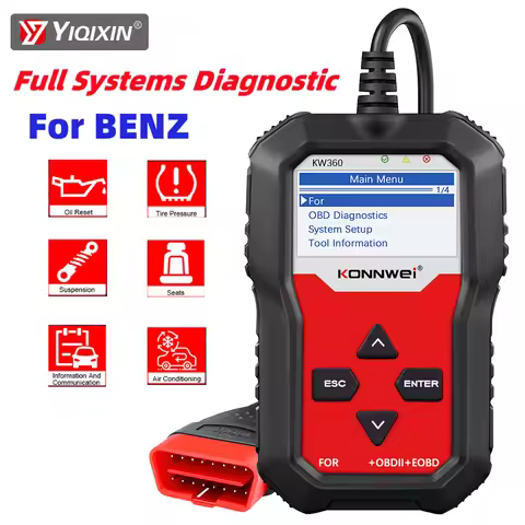 KONNWEI KW360 Full Systems OBD2 Scanner For Mercedes-Benz C300 W205 W211 Code Reader ABS Airbag Oil 