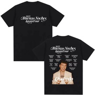 QUEVEDO BUENAS NOCHES LATAM TOUR T-Shirt Pakaian Lelaki Wanita Fesyen Retro T-shirt Kapas Bersaiz Be
