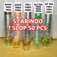 Starindo Patterned Cups, 50pcs, 12oz, 14oz, 16oz, 22oz, Plastic Cups, Juice Cups, Iced Tea Cups, Dri