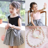 〔 Children's Jewelry C2B] Girls Pearl Necklace Bracelet Set Pure White Necklace+Bracelet Accessories
