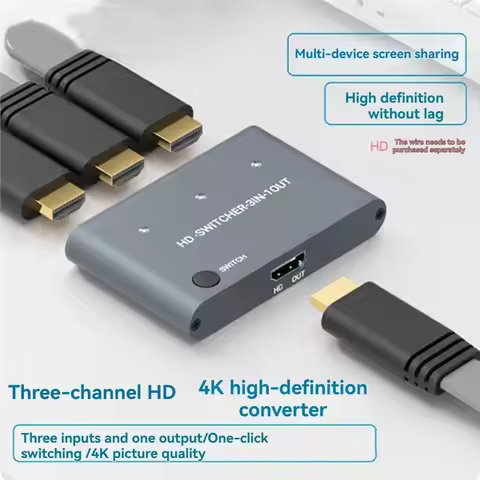 -Compatible 4K Switcher 3 In 1 Out One-Click Switch Input Devices To Share One HD Screen Support PC 
