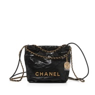 Chanel Black Quilted Calfskin Mini 22 Bag Gold Hardware, 2023