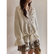 [lucky Women's Clothing] Songming Retro Crochet Hollow V-Neck Wool Knitwear Autumn Commuter Top N519