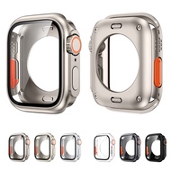 Glass Case for Apple Watch Case 45mm 44mm 40mm 41mm PC Cover Screen Protector Change To Ultra Style for iwatch Series 8/7/6/5