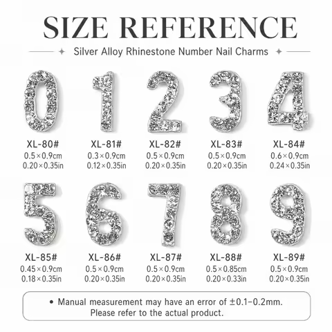 3Pcs 3D Glossy Number Nail Charms 0-9 โ Minimalist Zinc Alloy Lucky Number Nail Art Decorations DIY