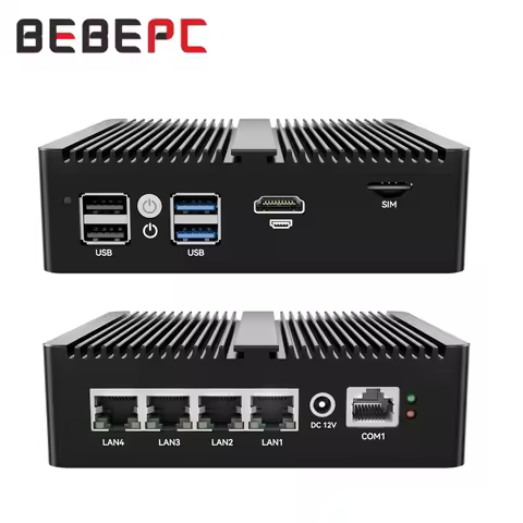 BEBEPC Fanless Mini PC with N5105 2xDDR4 M.2 NVME Support WiFi Linux Computer for Industrial with 4x