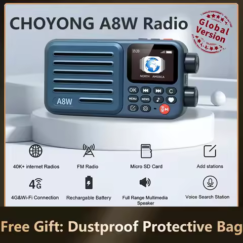 A8W Internet Radio, Portable Smart WIFI/4G Radio FM Receiver with 4K+ Pre-stored Stations, Voice Sea
