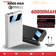 60000mAh Power Bank  4 Output 3 Input Fast Charging External Battery Powerbank LED Digital Display P