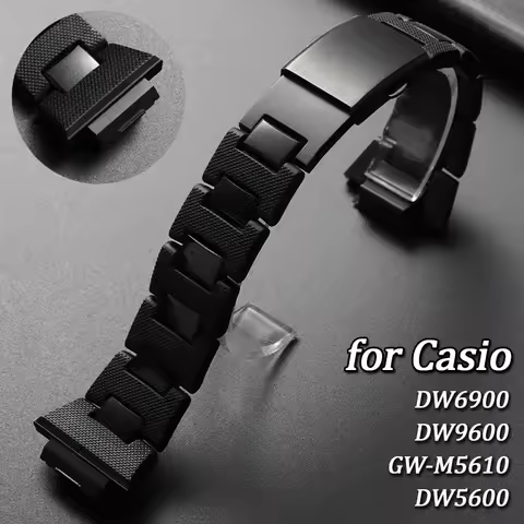 Watch Strap for Casio for DW-6900 DW9600 DW5600 GW-M5610 Anti-Slip Textured Plastic Links Sport Wris