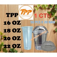Cup Plastik Brand TPP Thailand Gelas Plastik Drinking Water 1000pcs 16oz 18oz 20oz 22oz