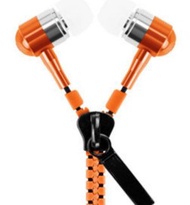 拉鏈耳機入耳式帶麥克風耳機 重低音（橙色）