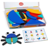 LiKee Open Ended Wooden Shape Puzzles with 36 Blocks and 60 Pattern Shapes for Toddlers 3+ Years Old
