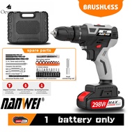 Oewoer NANWEI 298/398Vf Impact Brushless Cordless Electric Drill Impact Electric Drill Power Tool