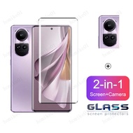 OPPO Reno 10 Pro+ 5G Tempered Glass Full Cover Film for OPPO Reno 10 Pro 8T 8Z 7Z 6Z 8 7 6 5 5G 4 3 Pro 2 in 1 Camera Lens Glass Screen Protector