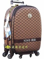 《葳爾登》美國NINO-1881六輪25吋登機箱360度旅行箱/硬殼行李箱/PU大輪NINO咖貂25.