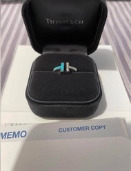 Tiffany & Co. T系列戒指 Tiffany T Diamond and Turquoise Wire Ring in White Gold