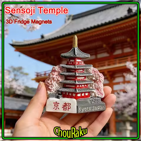 Tokyo Asakusa Temple 3D Fridge Magnet Resin Painted Kyoto Cultural Souvenir Magnetic Refrigerator St