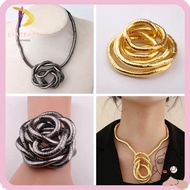DIACHASG Bendable Snake Necklace, Twistable Gold Color Flexible Choker, Alloy Punk Silver Color Brac