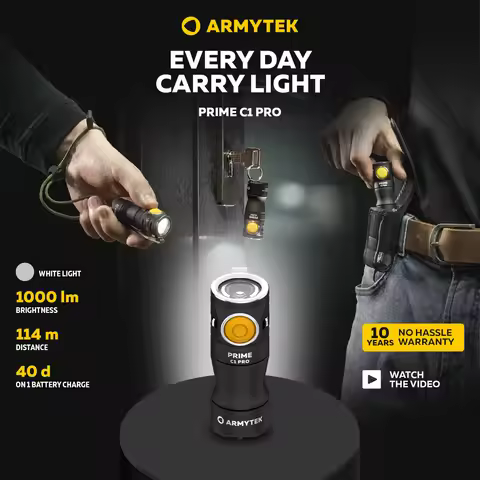 LED Flashlight NEW Armytek Prime C1 Pro 1000 / 930 Lumens USB Rechargeable EDC 3 in 1 (F07901W / F07
