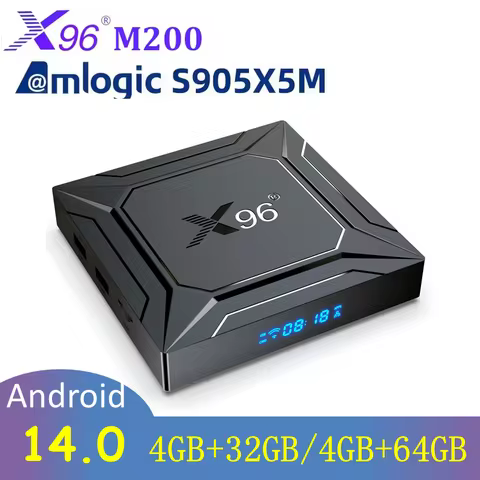 Android 14 S905X5M TV Box X96 M200 1000M LAN AV1 BT 2.4G&5G Dual Wifi Al-SR Smart Video Media Player