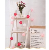 LED粉紅色棉線球燈 燈串 新年 情人節 求婚 裝飾