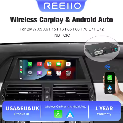 REEIIO For BMW X5 X6 F15 F16 F85 F86 F70 E71 E72 NBT CIC Wireless CarPlay support for Android Auto A